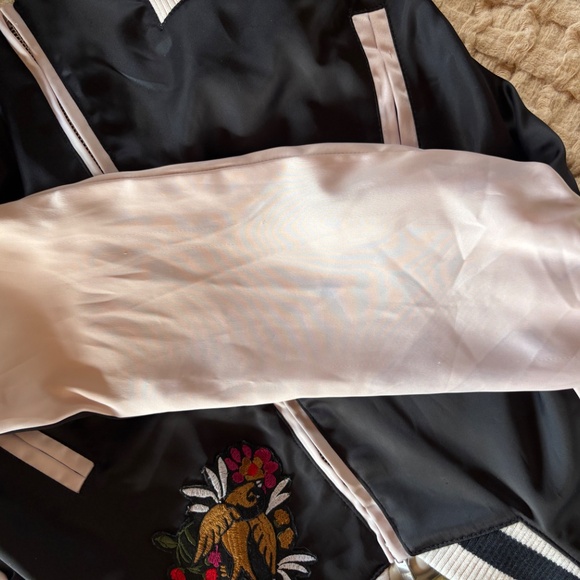 Maje satin bomber jacket with appliqué size 36 FR - Picture 11 of 13